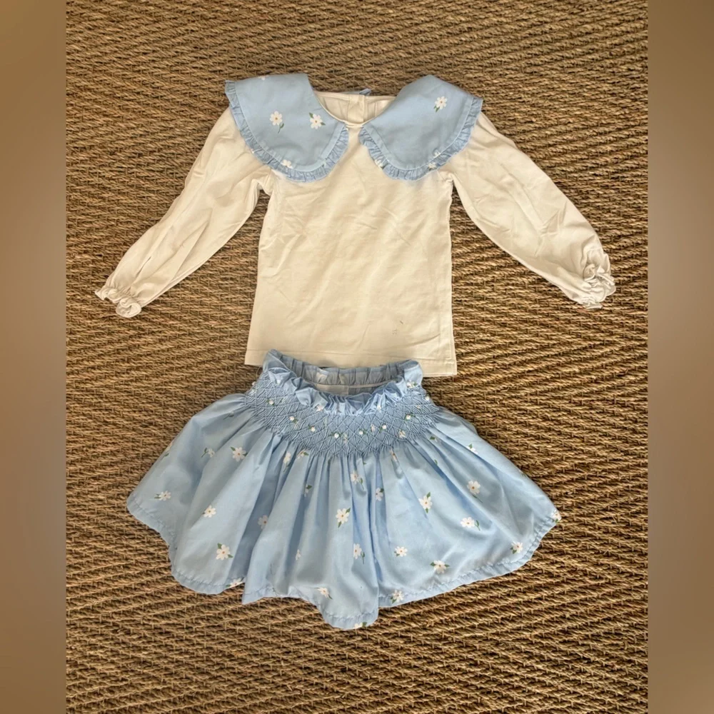 Blue and Cream Kids Outfit Set